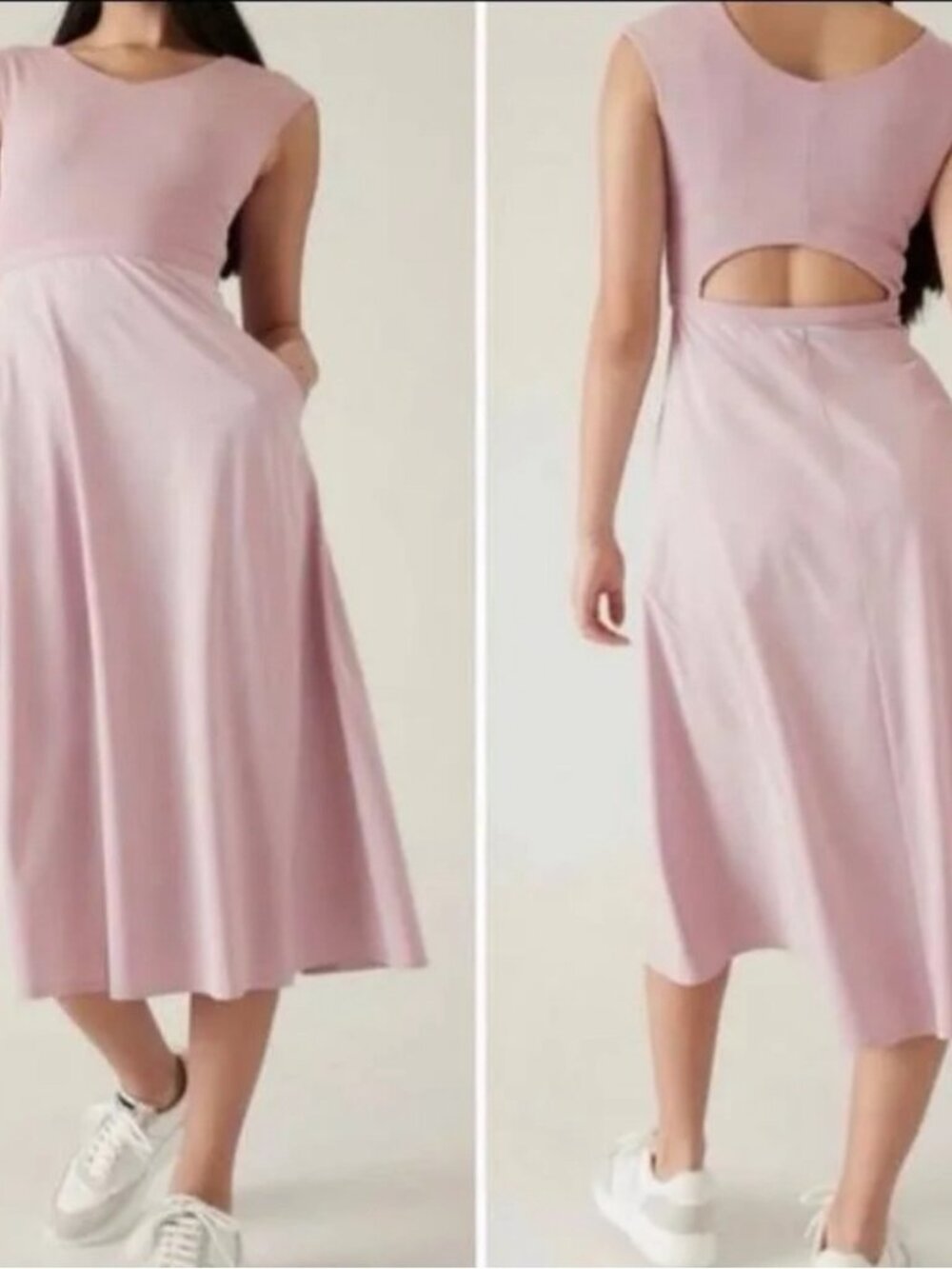 Athleta Ryder Cutout Midi Dress in Smoked Mauve Pink – Size Small